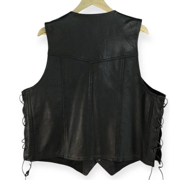 Pro Force Leather Vest Biker motorcycle Men's XL/2X Metalcore heavy metal Black - Picture 3 of 16